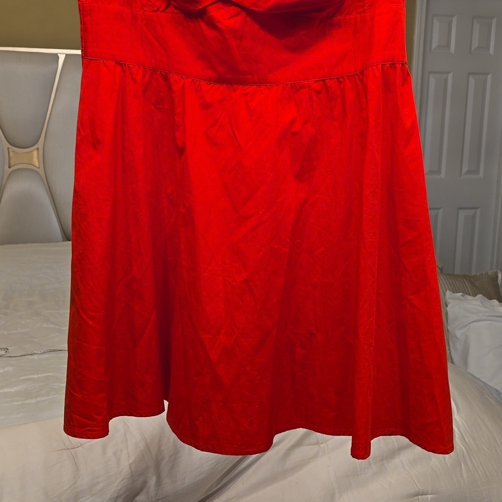 eShakti Cotton Vibrant Red Mini Dress - Picture 4 of 16